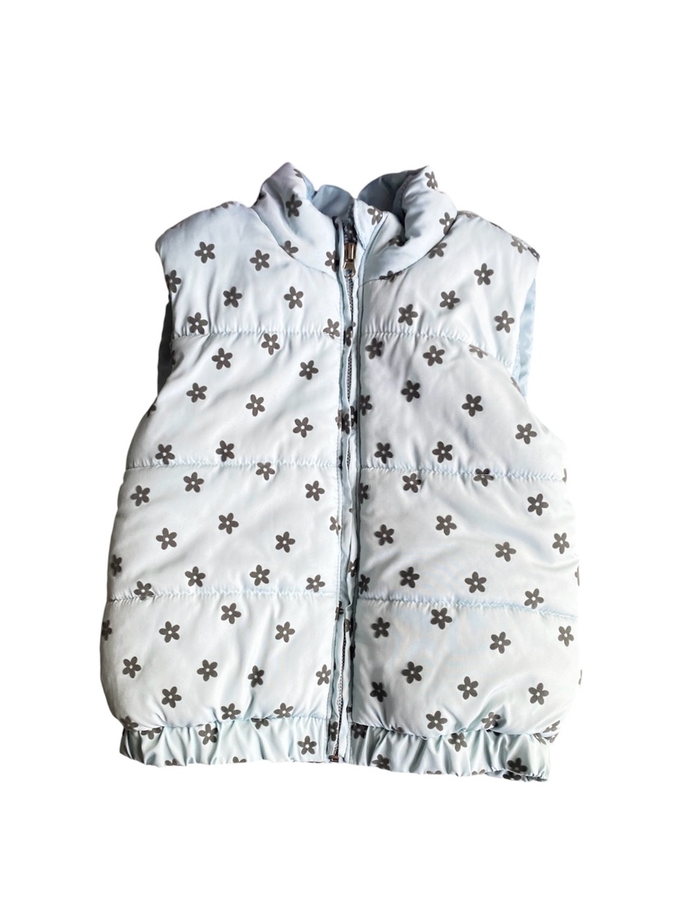 Light Blue Floral Puffer Vest